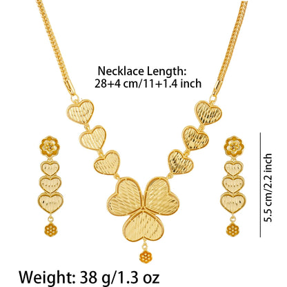 India Dubai Gold Fashion Jewelry Set Women Bridal Necklace Earring Set Nigeria Necklace Love Necklace Wedding Banquet Accessorie