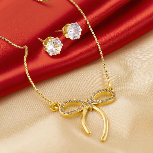 Crystal Zircon Earrings Necklace Set for Women Personalized Fashion Daily Accessories Party Jewelry Birthday Anniversary Gifts