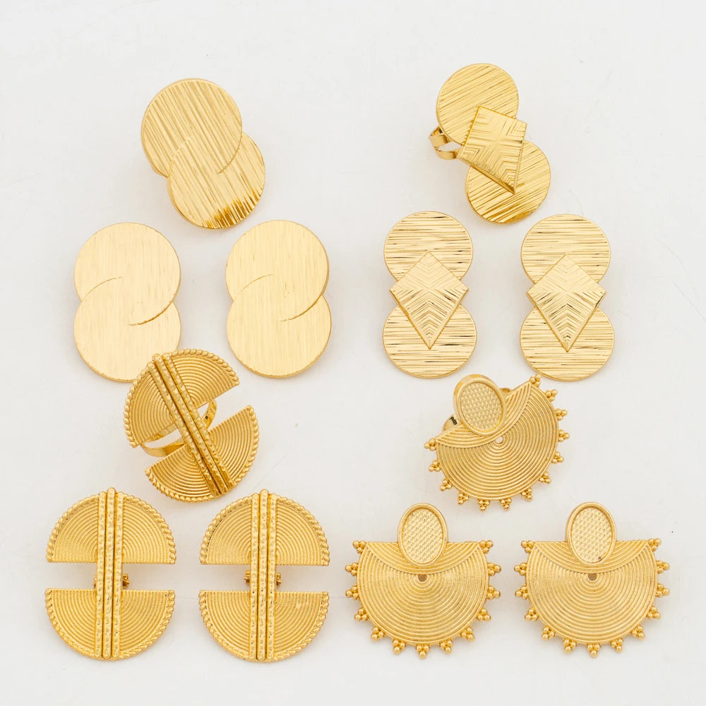 Dubai Earring Set & Ring for Women, New African Bridal Wedding Jewelry Sets Gift Jewellery Woman Party Accessories