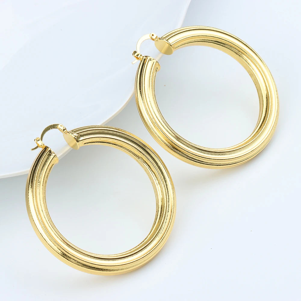 2025 Chic 6.5 cm Oversized Hoop Earrings for Women, Lightweight Statement Jewelry for Daily & Party