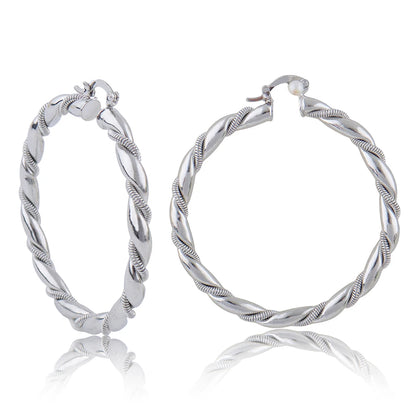 Vintage Round Stainless Steel Hoop Earrings For Women Gold Plated Earring Wedding Party Jewelry Christmas Gifts