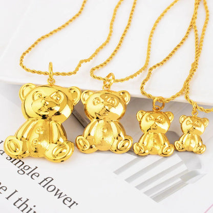 Gold Color Bear Pendant Fashion 18K Golden Plated Necklace Mens Women DIY Jewelry Music Festival Party Anniversary Gift