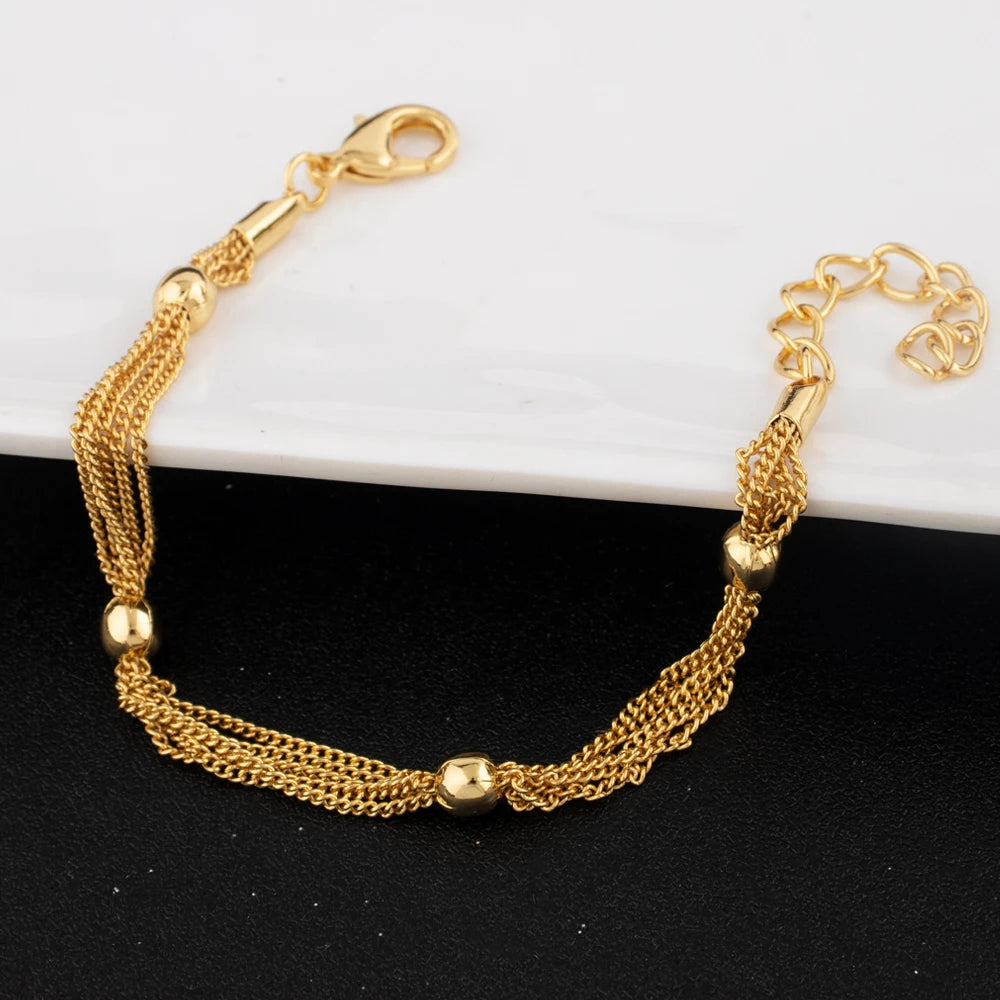 Vintage Earrings Necklace Bangle for Women Dubai Nigeria Beads Tassels Jewelry Set Summer Beach Wear Accessories Party Gift