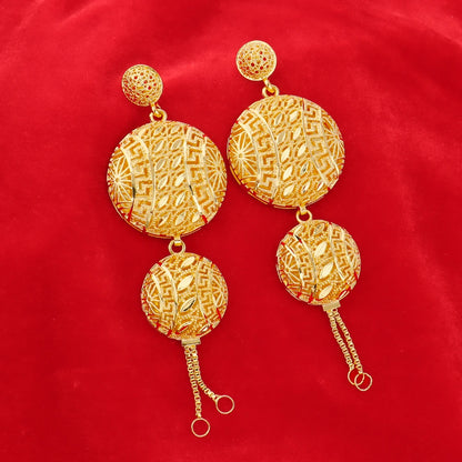 Dubai Gold Color Jewelry Set For Woman Bridal Spain Gold Plated Chain Necklace Charms Earrings Jewellery Set for Party Gift