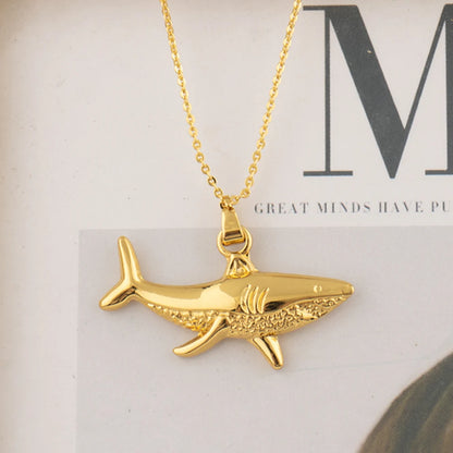 Plated Dragonfly Whale Pendant Necklace, Trendy Stainless Steel Jewelry for Women, Elegant Daily Accessory, Ideal Gradu