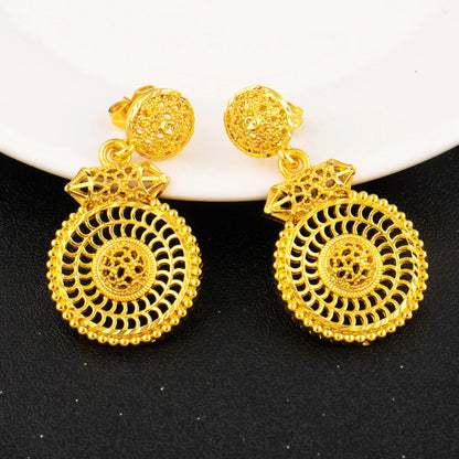 Luxury Arabic Gold Wedding Jewelry Set Gold Plated Dubai Bridal Necklace Earrings Ring Nigeria Women Vintage Jewelrys Gift