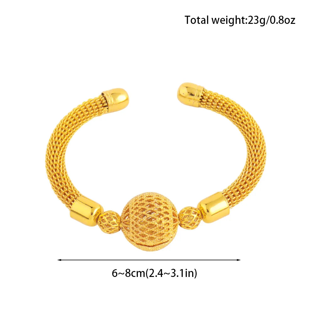 Tone Dubai Bead Grid Adjustable Bangle for Women, Luxury Fashion Bracelet Gift for Party Wedding Mother’s Day, Jewelry