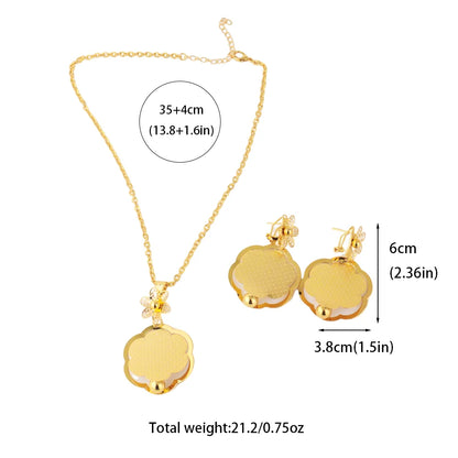 Luxury Delicate Gold Color Necklace and Earrings Set for Women France Nigeria Daily Lightweight Jewelry Gifts for Party Wedding