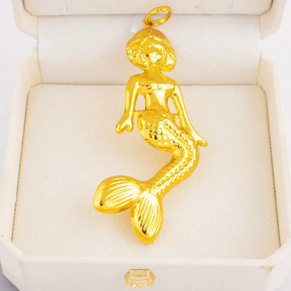 Fashion Mermaid Key Pendant for Women Necklaces Copper Gold Plated Jewelry Accessories Making Component Wholesale