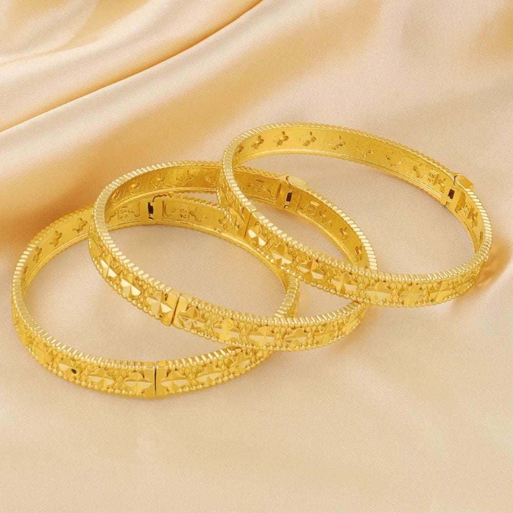 Fashion 18K Gold Plated Flower Bangle for Women Middle East Wedding Accessory Bridal bangles for women free shipping