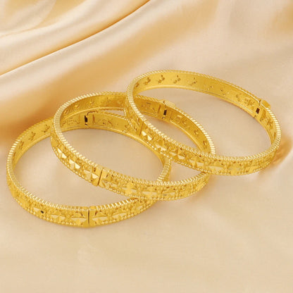 Fashion 18K Gold Plated Flower Bangle for Women Middle East Wedding Accessory Bridal bangles for women free shipping