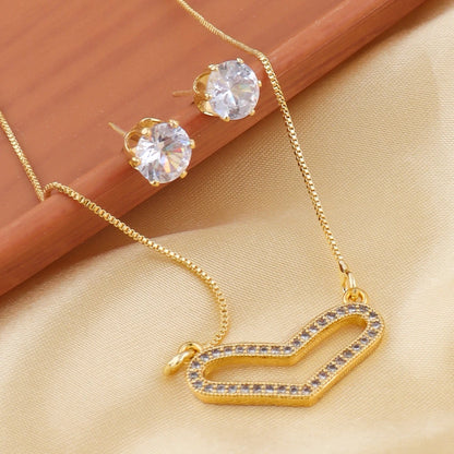 Crystal Zircon Earrings Necklace Set for Women Personalized Fashion Daily Accessories Party Jewelry Birthday Anniversary Gifts