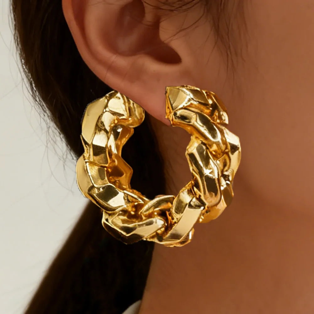 African Hoop Earrings jewelry for woman earrings Gold Color Large Dangle Earrings Dubai Weddings Bridal engagement Earrings