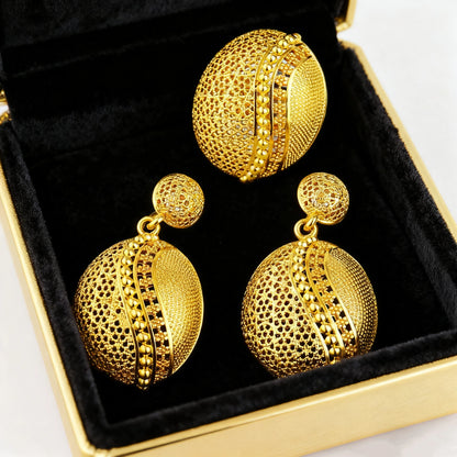 Sparkling Floral Bridal Set Gold Tone Necklace Earrings Women Indian Wedding Gift