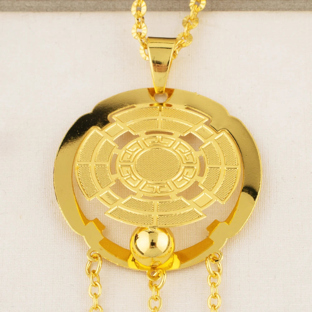 Gold Color Light Luxury Necklace Earrings Set for Women Tassels Gold Plated Jewelry Party Wedding Gift Accessoires Femmes