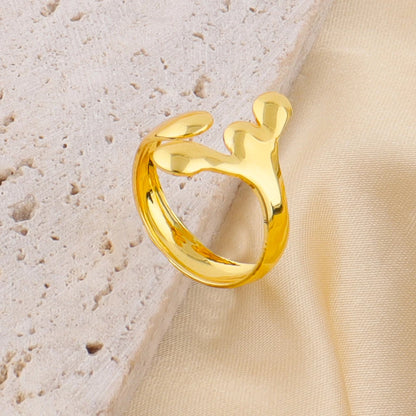 Saudi-African Gold-Tone Irregular Cuff Bangle Ring Jewelry Set for Bride, Dubai Nigerian Wedding jewellery woman accessory