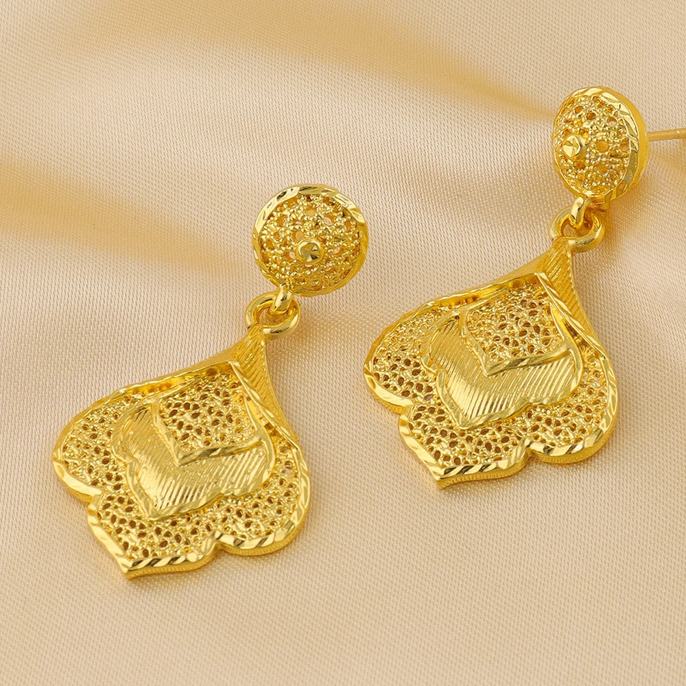 Fashion Gold Color Jewelry For Women Necklace Pendant Earrings Rings Wedding Nigeria France Jewelry Set Party Gifts