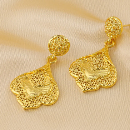Fashion Gold Color Jewelry For Women Necklace Pendant Earrings Rings Wedding Nigeria France Jewelry Set Party Gifts