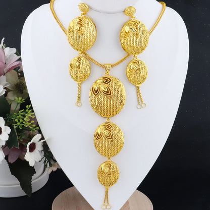 Color Indian Jewelry Set: Earrings & Necklace Gift for Women, Dubai Arabic Bridal Party