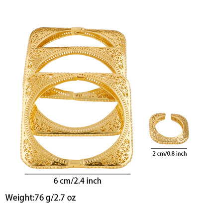 2Pieces Bracelet and Ring Set Dubai Jewelry Set for Women Perfect as a Bridesmaid Gift for Nigerian Weddings