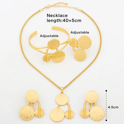 Itlaian Gold Color Jewelry Set For Women Necklace Earring Bangle Ring 4Pcs Set Wedding Gift Daily Wear Creative Trend Jewelry