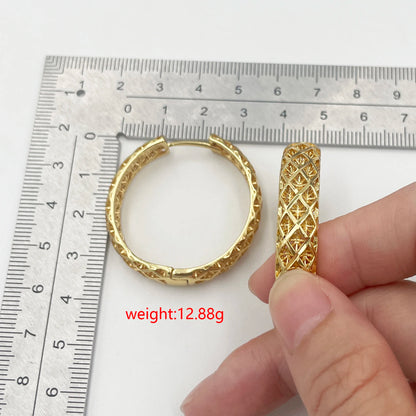 36mm Round Hoop Earrings For Women Party Luxury Jewelry Accessories 2024 Trend Gold Plated Earrings Daily Wear Jewellery Gifts