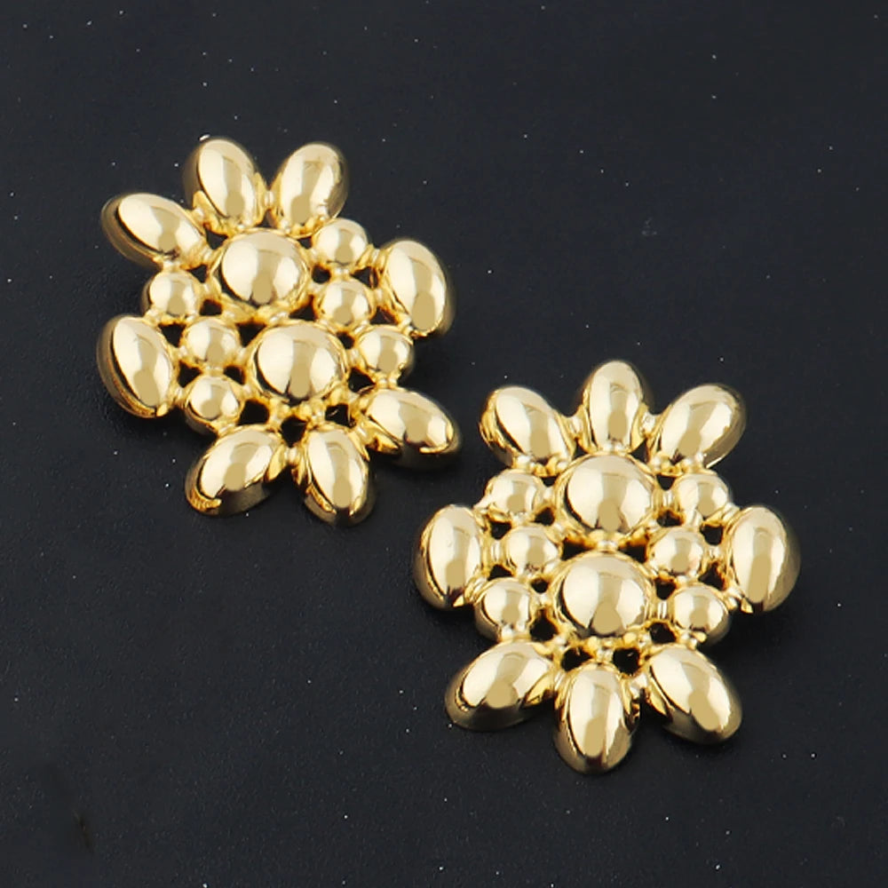 France Luxury Flower Jewelry Set For Women Dubai Gold Color Bridal Wedding Necklace Earrings Bracelet Ring Set Costume Jewelry