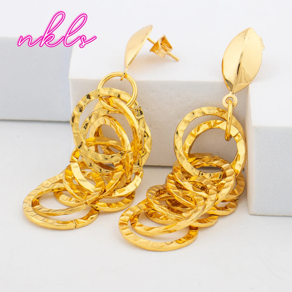 Fashion Thick Chain Jewelry Set Women  Plated Drop Earrings Necklace Bracelet High Quality African Wedding Jewelry Gift