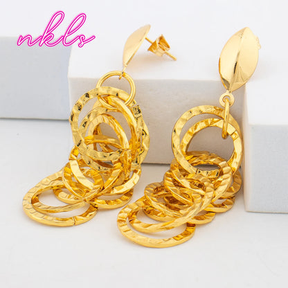 Fashion Thick Chain Jewelry Set Women  Plated Drop Earrings Necklace Bracelet High Quality African Wedding Jewelry Gift
