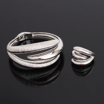 Nigerian Bangle & Ring Set, Colorful Ethiopian Jewelry Gift for Easter, Daily Chic Accessory for Women