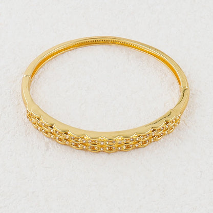 18K Shiny Gold Color Bracelet Ring Set Dubai Jewelry Designer Jewelry Ladies Fashion Bracelet Wholesale Jewelry Set