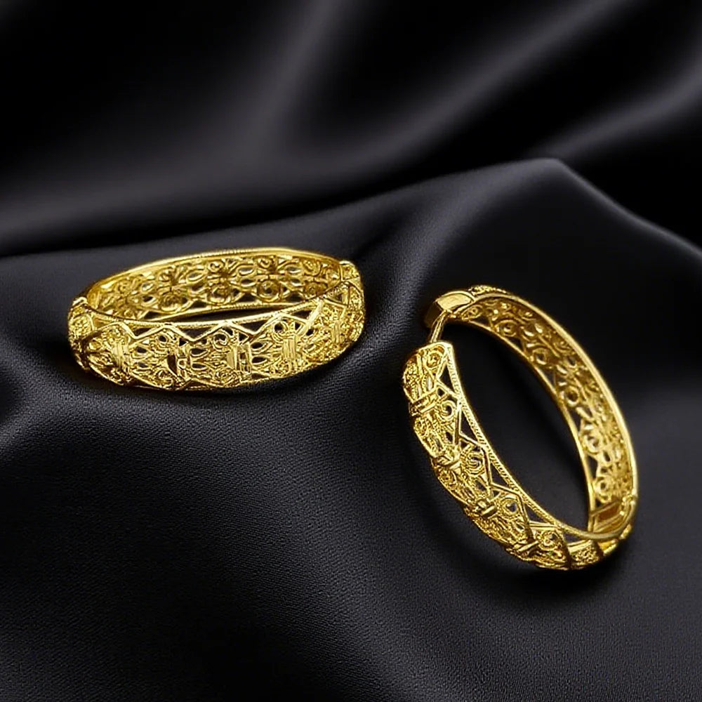 Stainless Steel Gold Color Geometric Metal Mesh Earrings Gold Plated Circle Earring For Women Girls New Trend Jewelry Gift