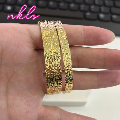 60mm Gold Color Hoop Bangles Bracelets Copper Thick Engraved Design Bangle for Women Fashion Jewelry Luxury Party Accessories