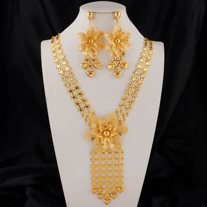 Dubai Necklace and Earrings Set Statement Design for Brides Wedding Attire Bridesmaids' Gifts, and Women's Jewelry Set