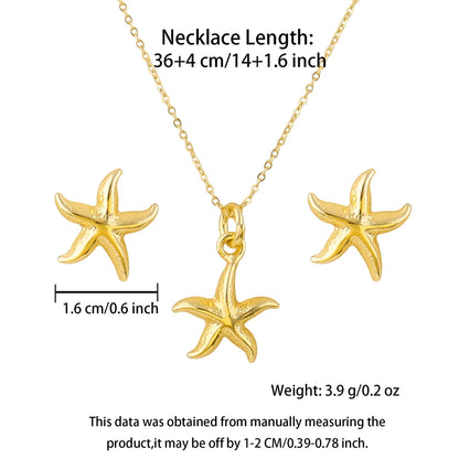 Italy Elegant Gold Plated Stars Shape Chain Necklace Charms Earrings for Women Jewelry Set for Dating Wedding Christmas Gift