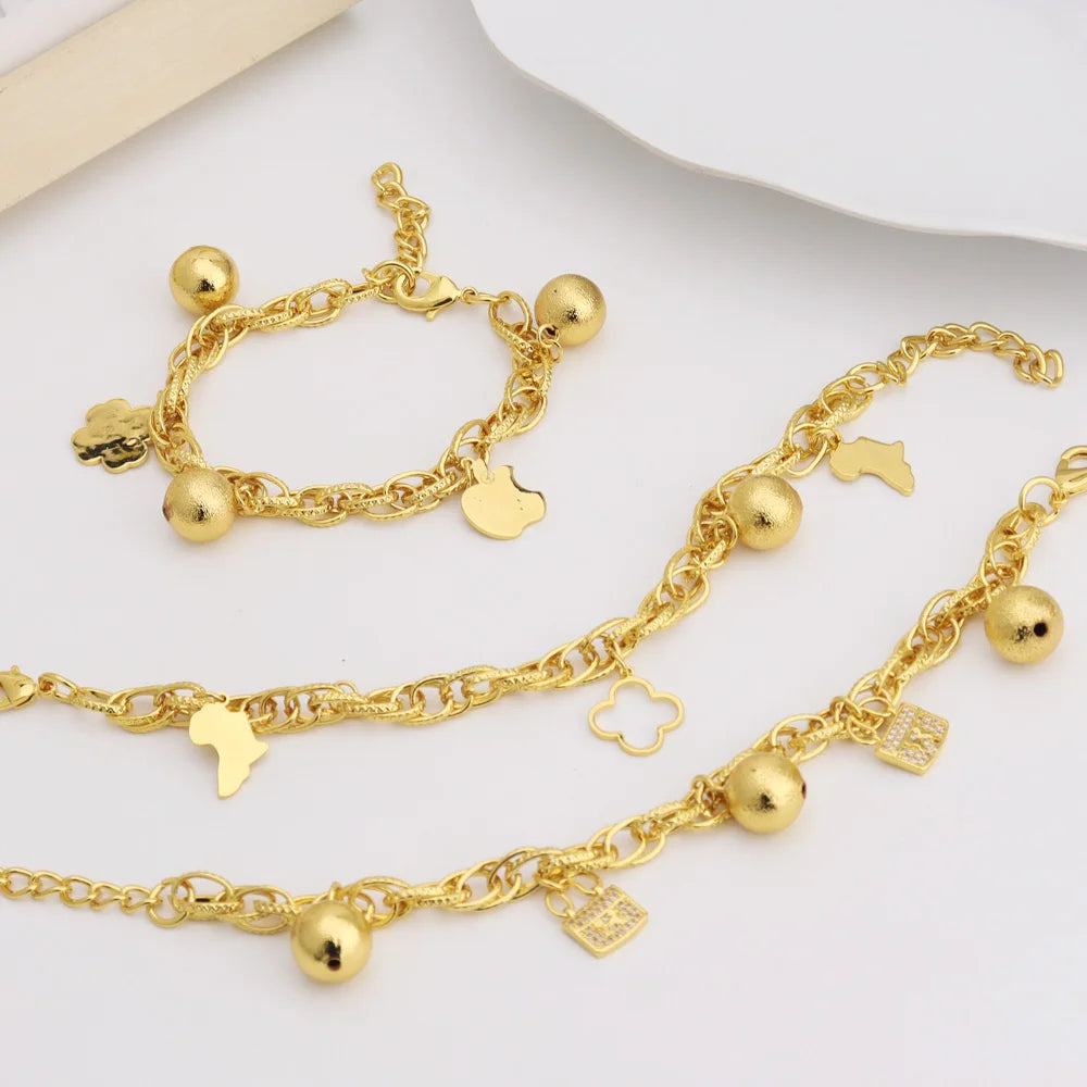 France Animal Flower Pendant Chain Bracelet for Women, Stainless Steel Africa Wedding Party Gift, Trendy Daily Accessor