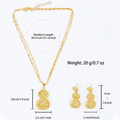 Italy French Gold Plated Light Luxury Necklace Earrings Set for Women Charm Jewelry Gift for Party Wedding Dating Wear