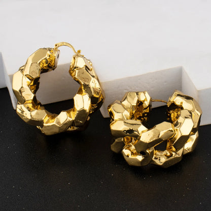 gold colored Woman stainless steel earrings for Women New Design Trendy Retro Geometric Hoop Earrings Fashion Jewelry Gift