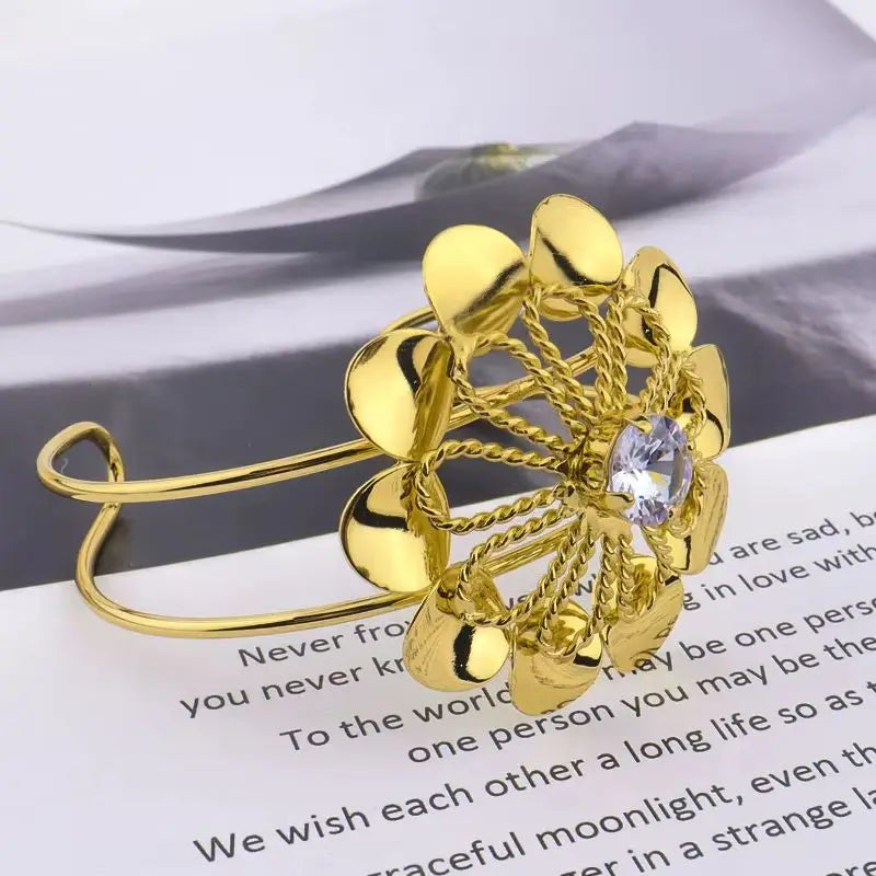 2025 Flower Jewelry Sets for African Women, Earrings Necklace Ring Bangle Gift for Party Valentine’s, Elegant Jewelry