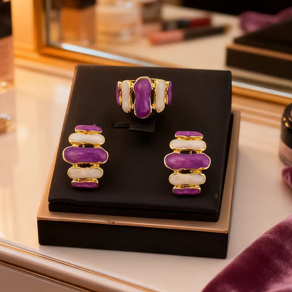 dubai gold plated jewelry set Irregular Geometry earring Ring for  Exaggerated Simple Jewelry Hot Sale Party Gift Wholesale