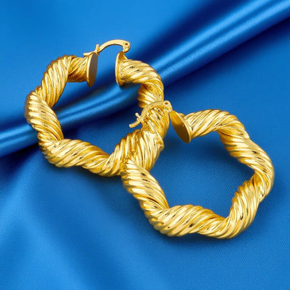 Classic Stainless Steel jewelry for woman earrings bride engagement hoop earrings Trendy Gold Color Geometric Twisted Earrings