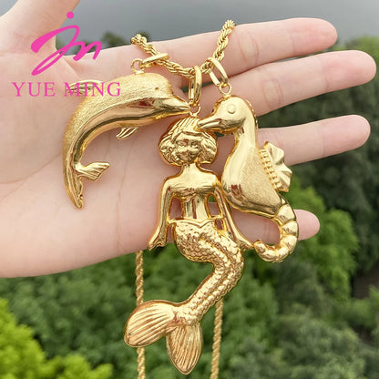 3pcs Pendant with 60cm Chain For Women Men 18k Gold Plated Copper Animal Pattern Pendant Fashion Jewelry Daily Wear Anniversary - YUEMING JEWELRY