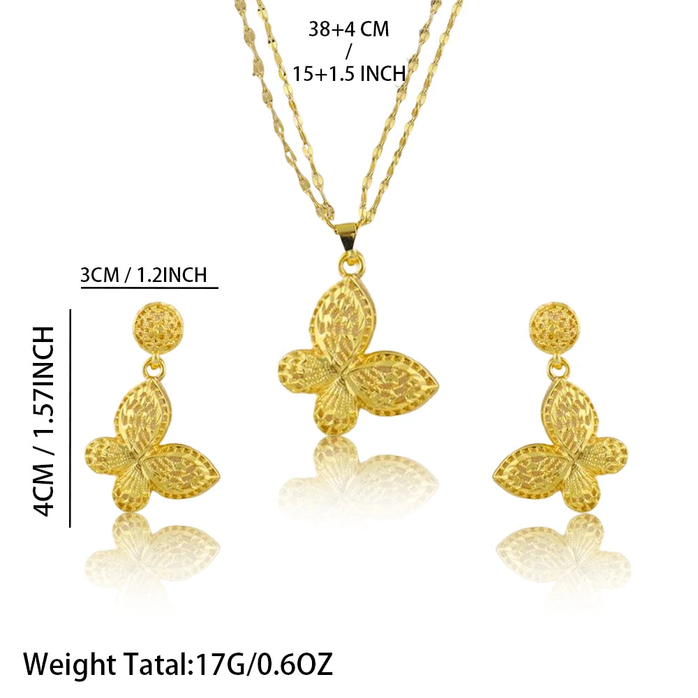Italy French Gold Plated Rhombus Necklace Earrings Set for Women Bride Smooth Gold Color Charm Jewelry Gift for Party Wedding