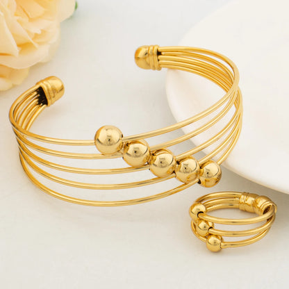 dubai bracelet ring set for woman jewelry luxury Gold Plated Bracelet Wedding Party Jewelry Anniversary Gifts