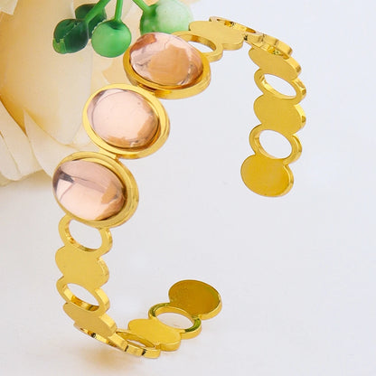 Luxurious High-quality Stainless Steel Gold Color Cuff Bracelet Bangle for Women Gold Plated Waterproof Jewelry Gifts