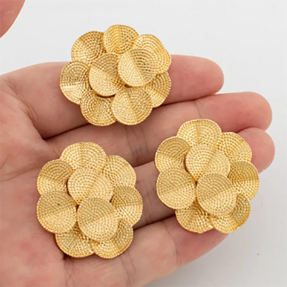 Gold Color Earrings Ring Sets Waterproof Round Clip Earrings Daily Wear Elegant Trendy Jewelry Set for Women Party Birthday Gift