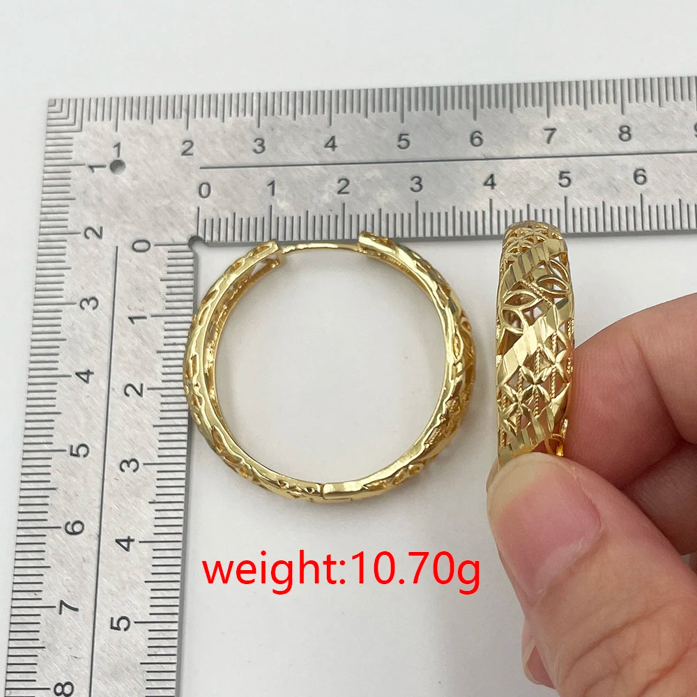 36mm Round Hoop Earrings For Women Party Luxury Jewelry Accessories 2024 Trend Gold Plated Earrings Daily Wear Jewellery Gifts