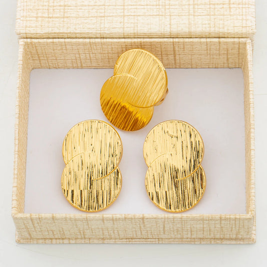 dubai gold plated jewelry set Vintage Style earring Ring for Nigerian 18k Gold Color jewelry Nigerian Daily Wear Ear Accessories