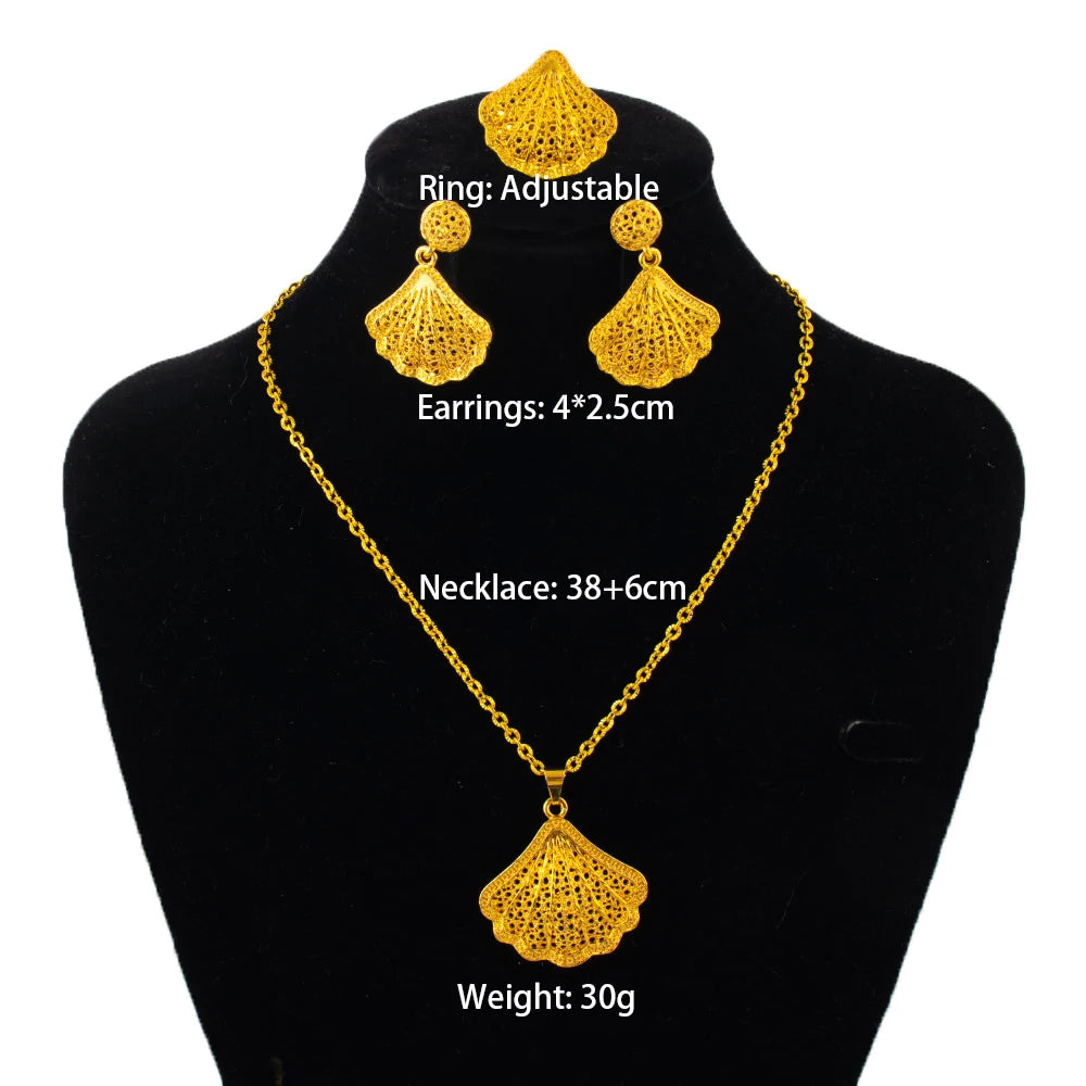 fashion gold jewelry set stainless steel earrings necklaces for women simple Personality gift wedding party Accessories