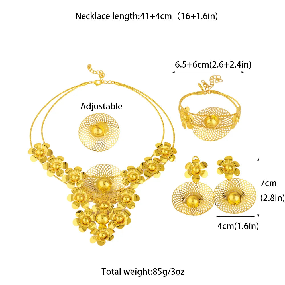France Luxury Bridal Jewelry Set for Women, Indian Nigerian Wedding Necklace & Earring Gift for Jewellery Woman